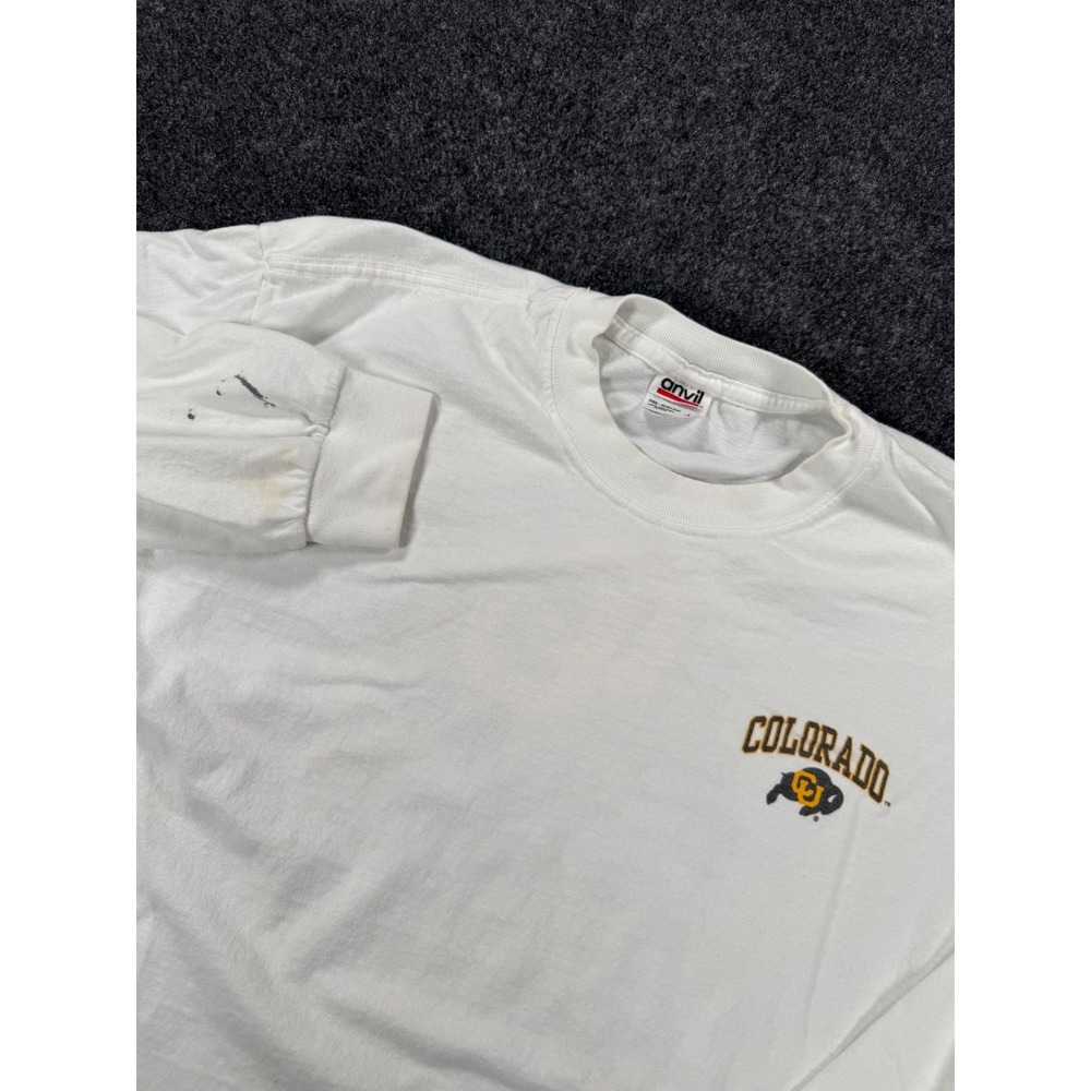 VTG Colorado Buffaloes CU Long Sleeve T Shirt White Logo Graphic Men's Large